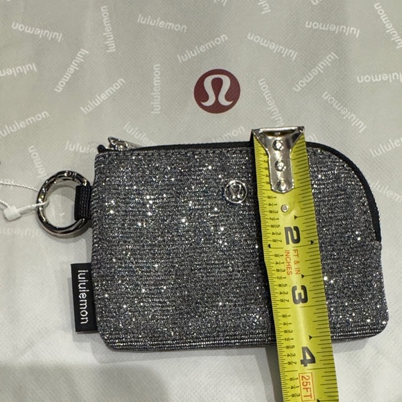 lululemon athletica Silver Metallic  Zip Card Pouch with shopping Bag. - Picture 8 of 8
